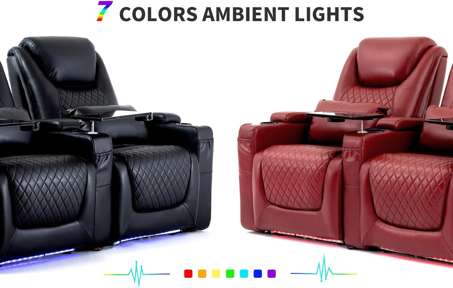 Home Theater Seating Seats Black (Row of 3)