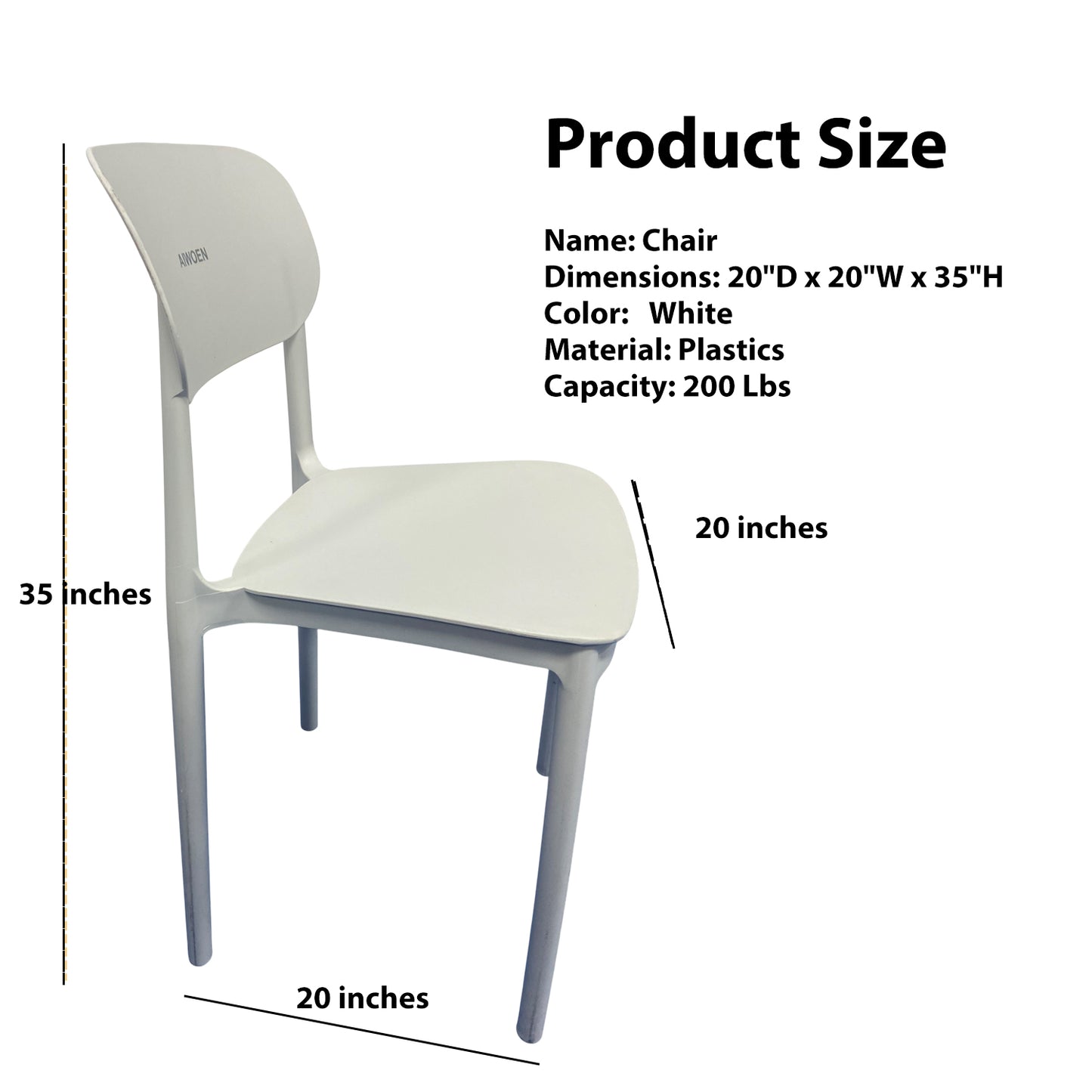 AIWOEN Plastic Chair for Small Spaces, White