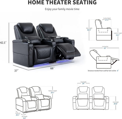 Home Theater Seating Black Row of 1