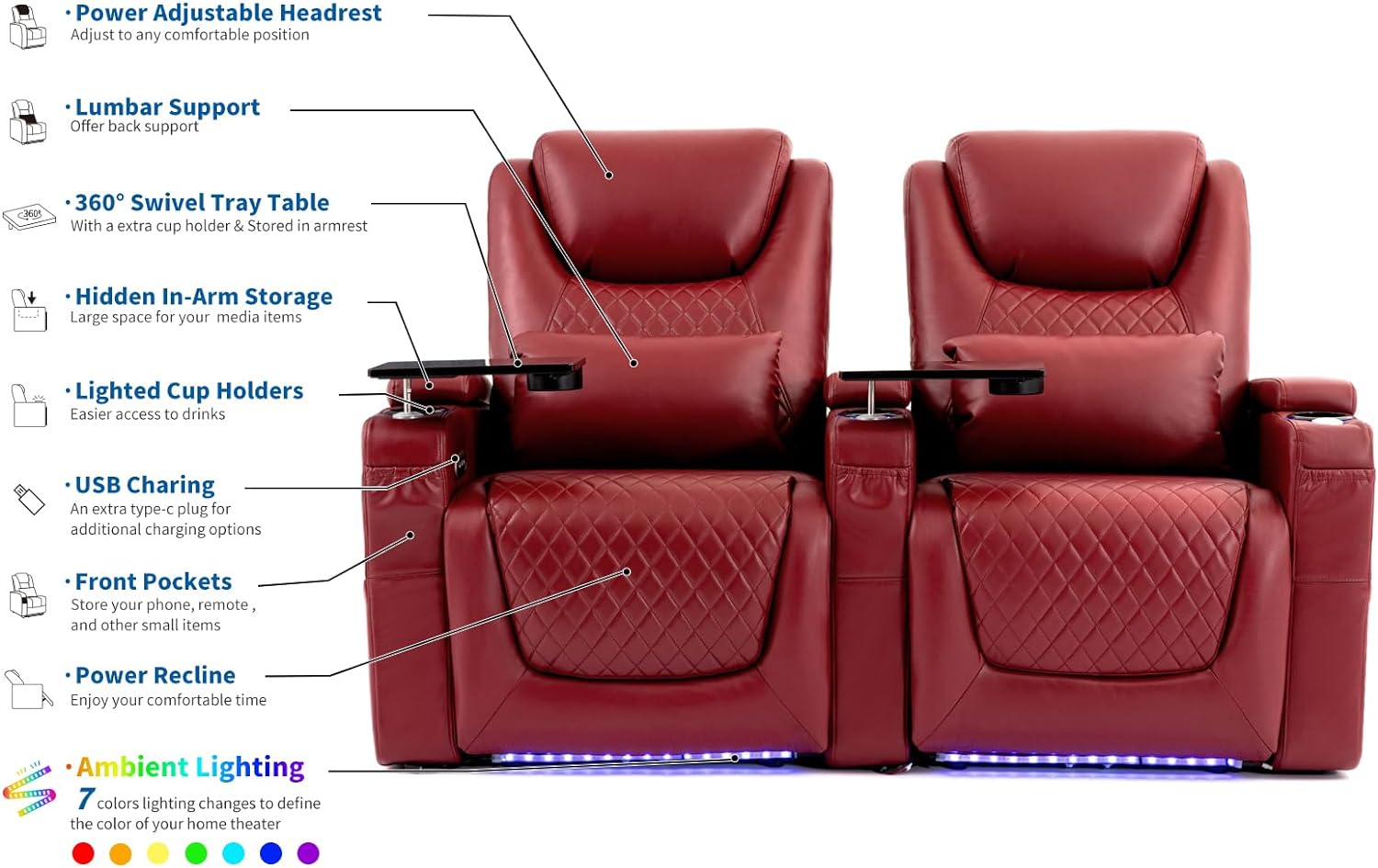 Loveseat Recliner Red