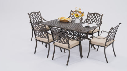 7-Piece Outdoor Dining Set Cast Aluminum Retro Patio Dining