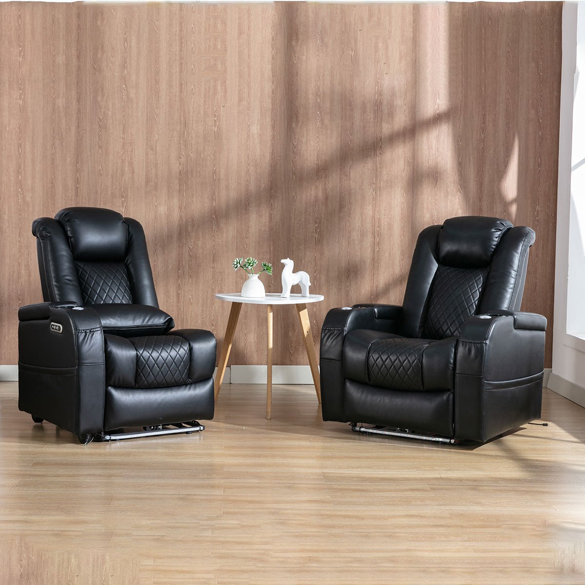 Black leather theater online chairs